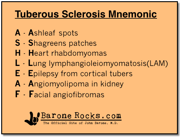 Tuberous Sclerosis Mnemonic